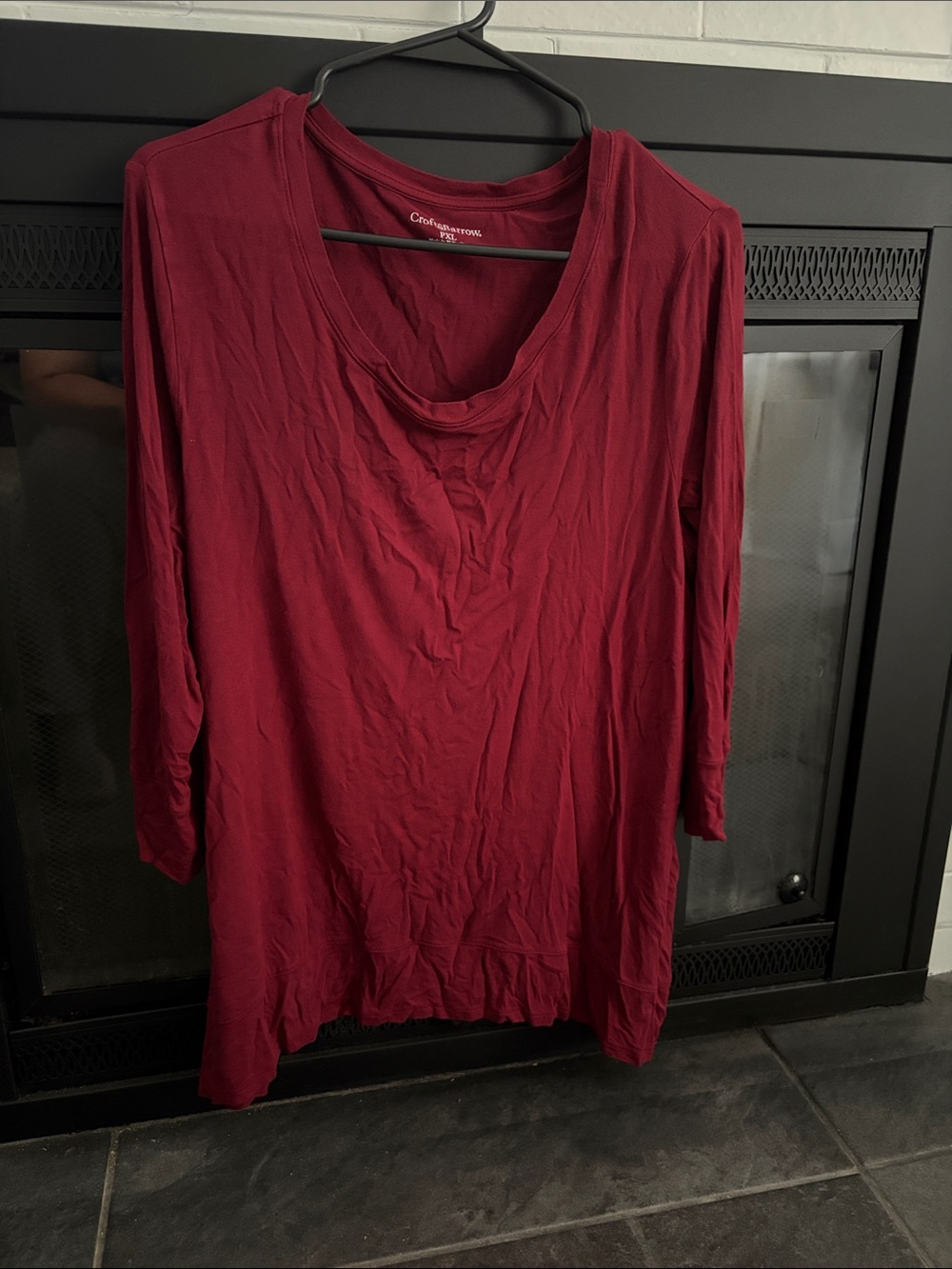 Catherines Long Sleeve Scoop Neck Top - Burgundy
